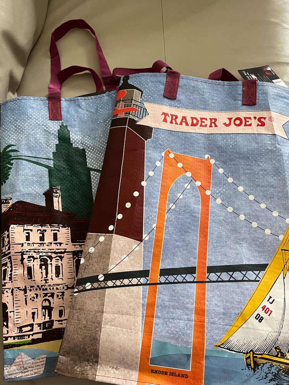 NWT Trader Joe's Rhode Island Tote Bag Set, Newport, Providence, Block Island